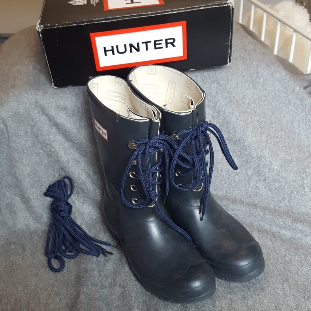 Hunter Rain Boots, Navy Lace Up